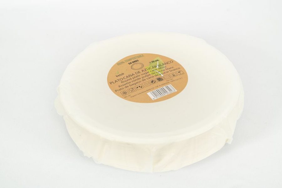 Pack plato de caña de azúcar blanco de Betik (800 pzas)